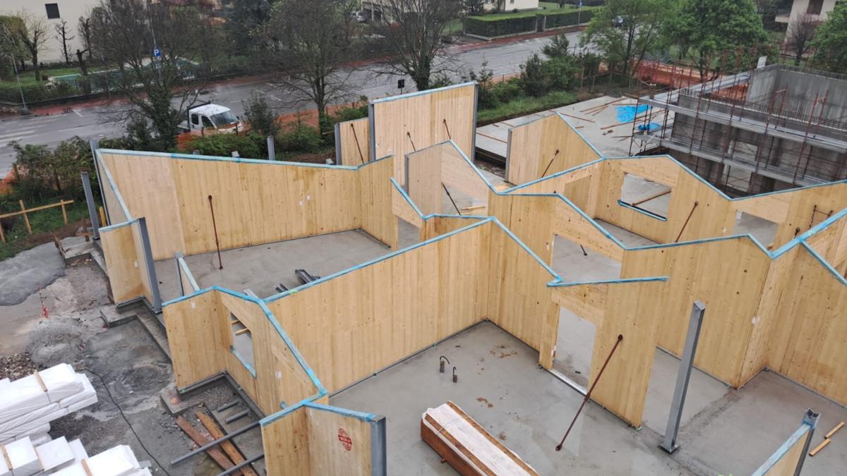 Installed X-Lam walls seen from above
