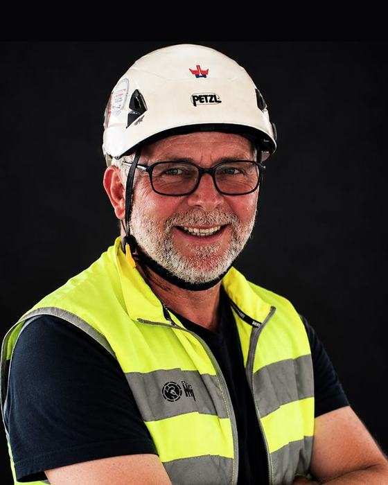 Costi Tistea on site, wearing a hard hat